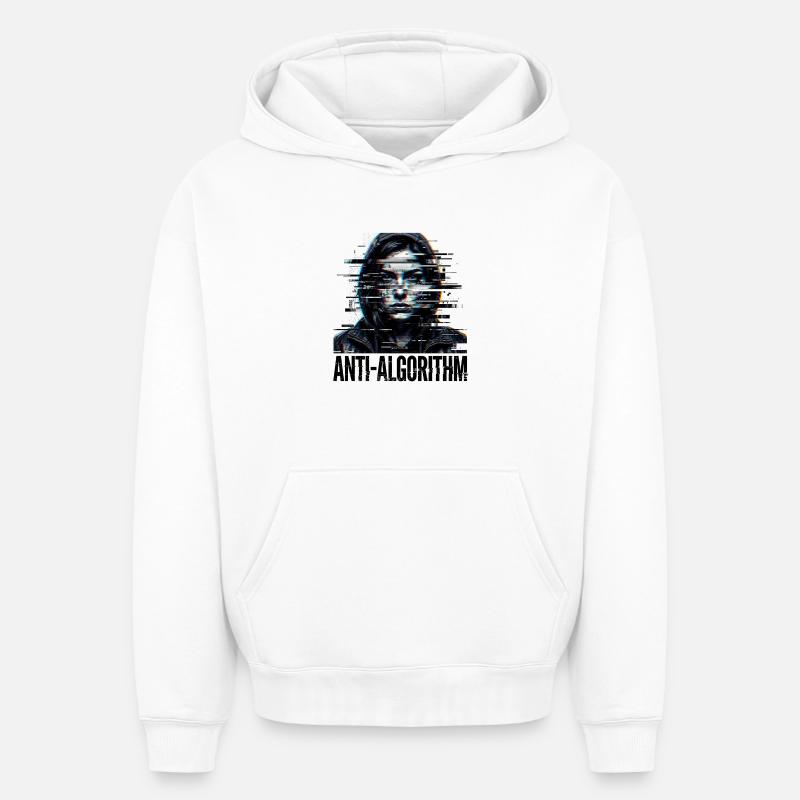 Anti algorithme numérique - Sweat à capuche unisexe oversize épais SPREAD - blanc