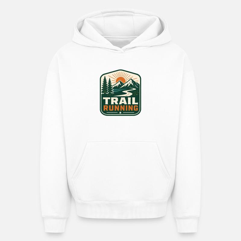 Course sur sentier - Sweat à capuche unisexe oversize épais SPREAD - blanc