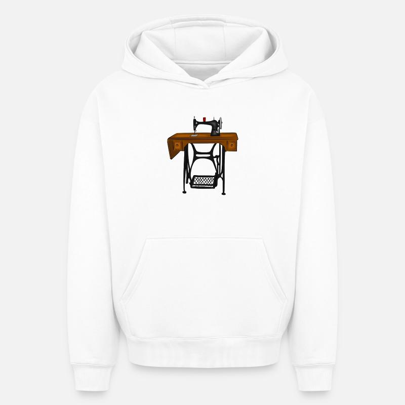 Machine à coudre - Sweat à capuche unisexe oversize épais SPREAD - blanc