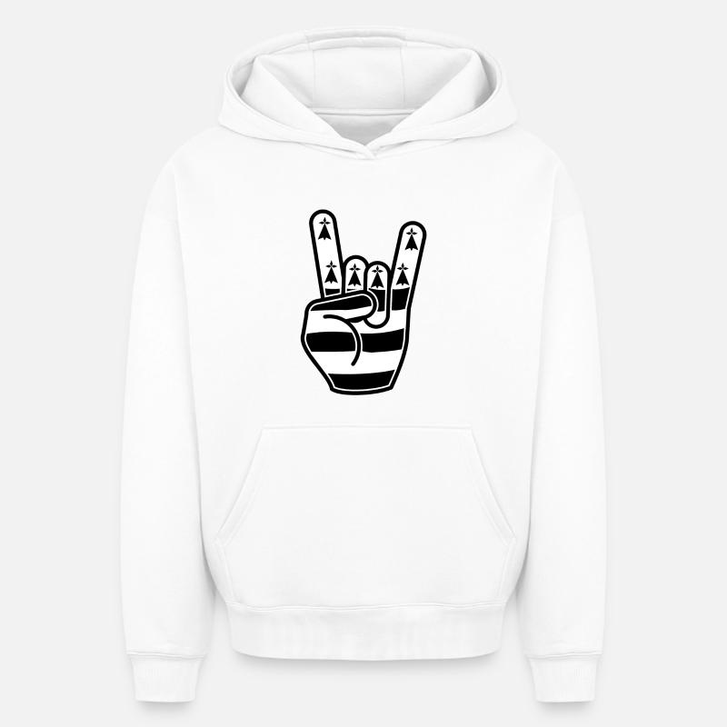 Rock Breizh - Sweat à capuche unisexe oversize épais SPREAD - blanc