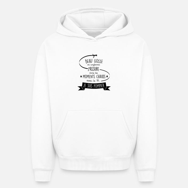 beau gosse pompier - Sweat à capuche unisexe oversize épais SPREAD - blanc