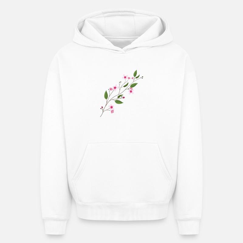 Fleur de cerisier - Sweat à capuche unisexe oversize épais SPREAD - blanc