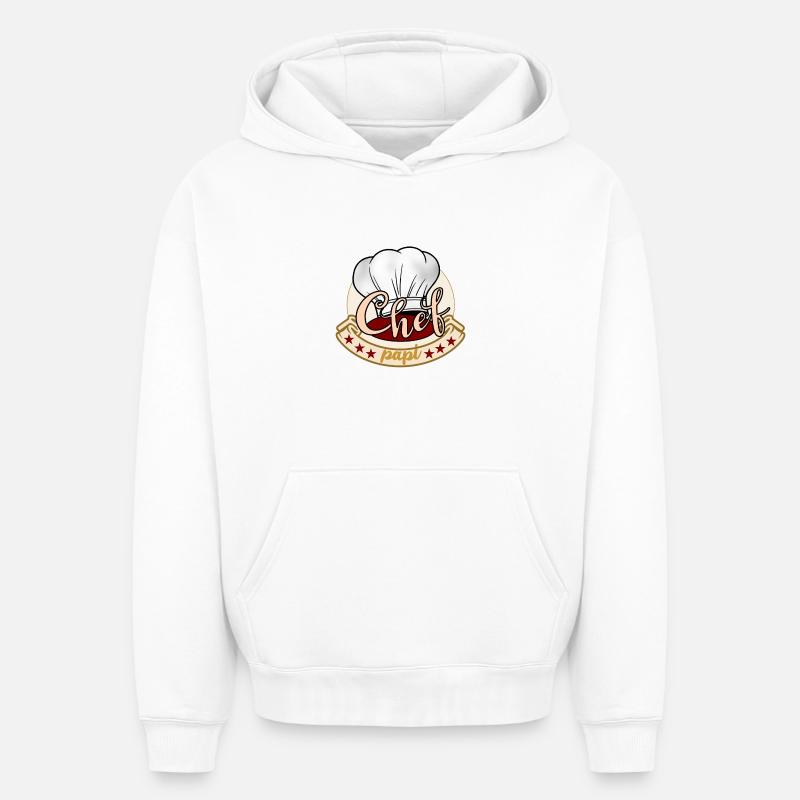 Chef cuisinier papi - Sweat à capuche unisexe oversize épais SPREAD - blanc