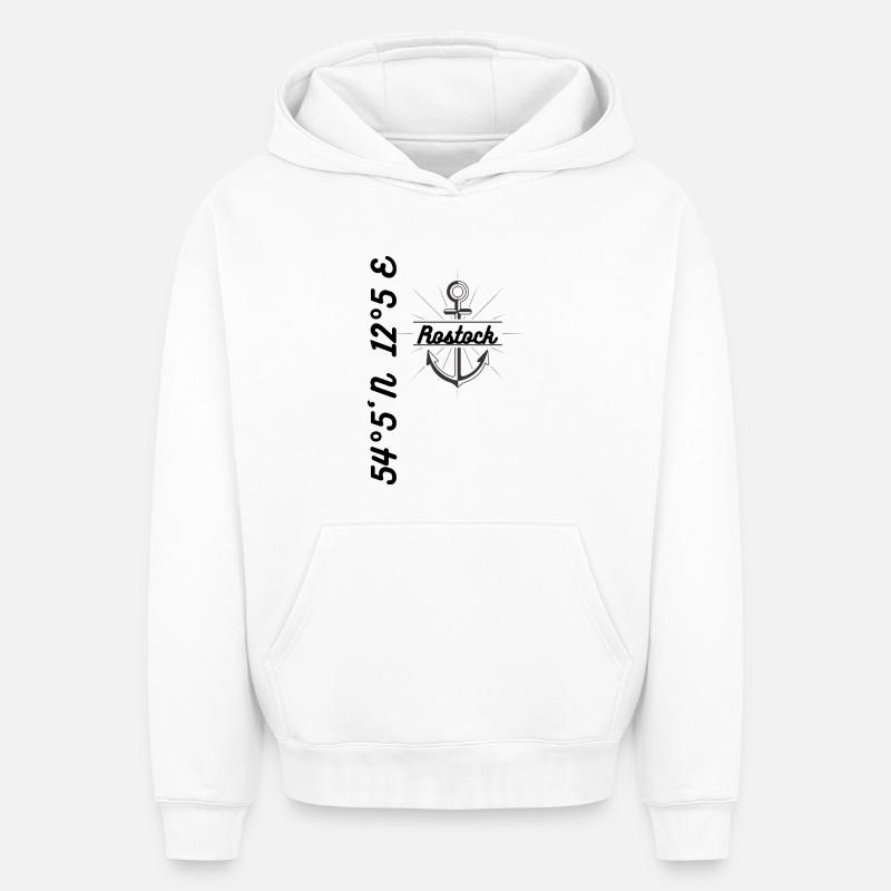 Rostock coordonne Maritim Mer Baltique - Sweat à capuche unisexe oversize épais SPREAD - blanc