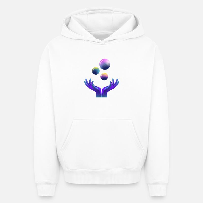 graphique, univers, planète - Sweat à capuche unisexe oversize épais SPREAD - blanc