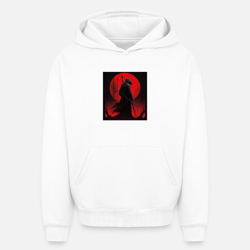 Sensenmann: Faucheuse - Sweat à capuche unisexe oversize épais SPREAD - blanc