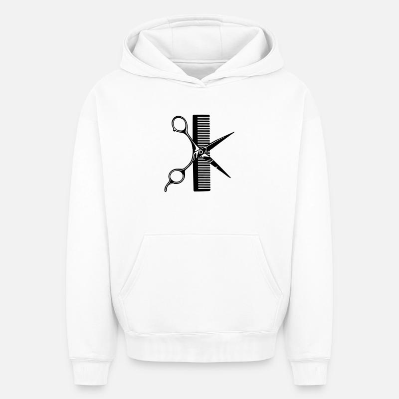 Peigne à ciseaux - Sweat à capuche unisexe oversize épais SPREAD - blanc