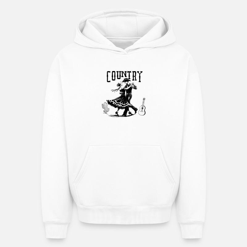 Country dance - Sweat à capuche unisexe oversize épais SPREAD - blanc