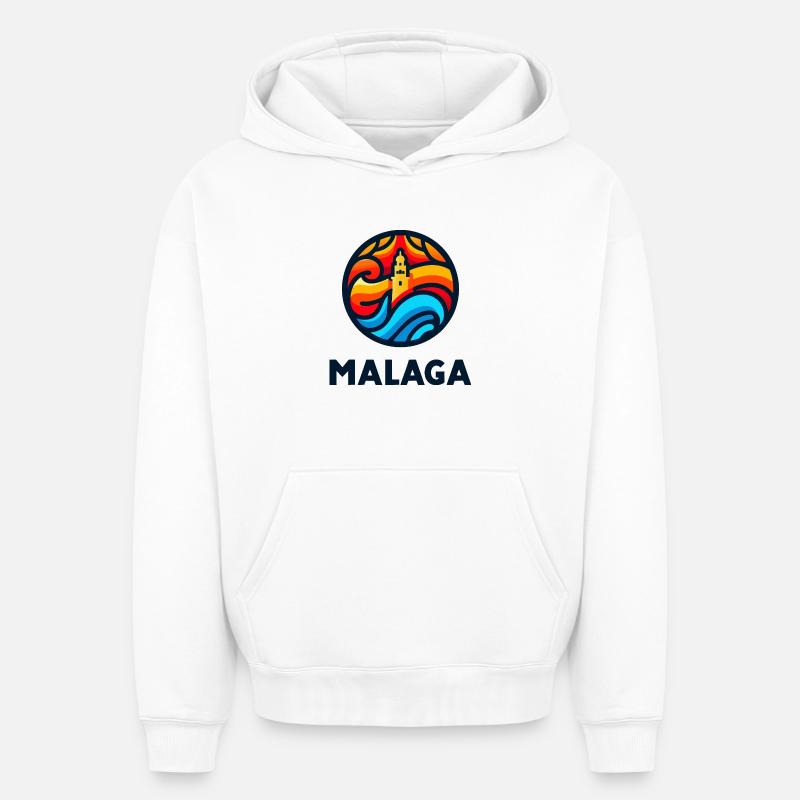Málaga 3 - Sweat à capuche unisexe oversize épais SPREAD - blanc
