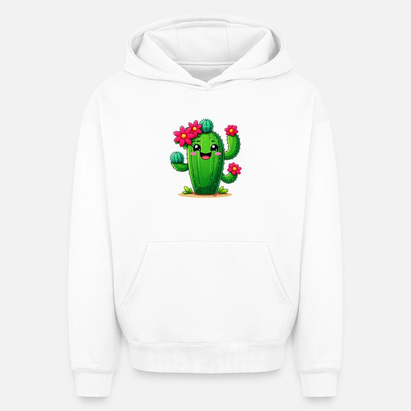 Cactus - Sweat à capuche unisexe oversize épais SPREAD - blanc