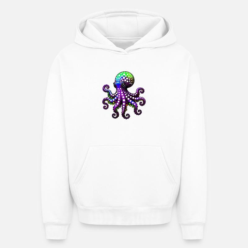 Pieuvre - Sweat à capuche unisexe oversize épais SPREAD - blanc