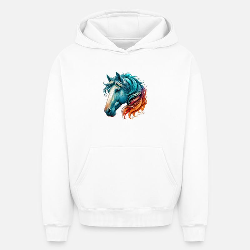 Cheval - Sweat à capuche unisexe oversize épais SPREAD - blanc