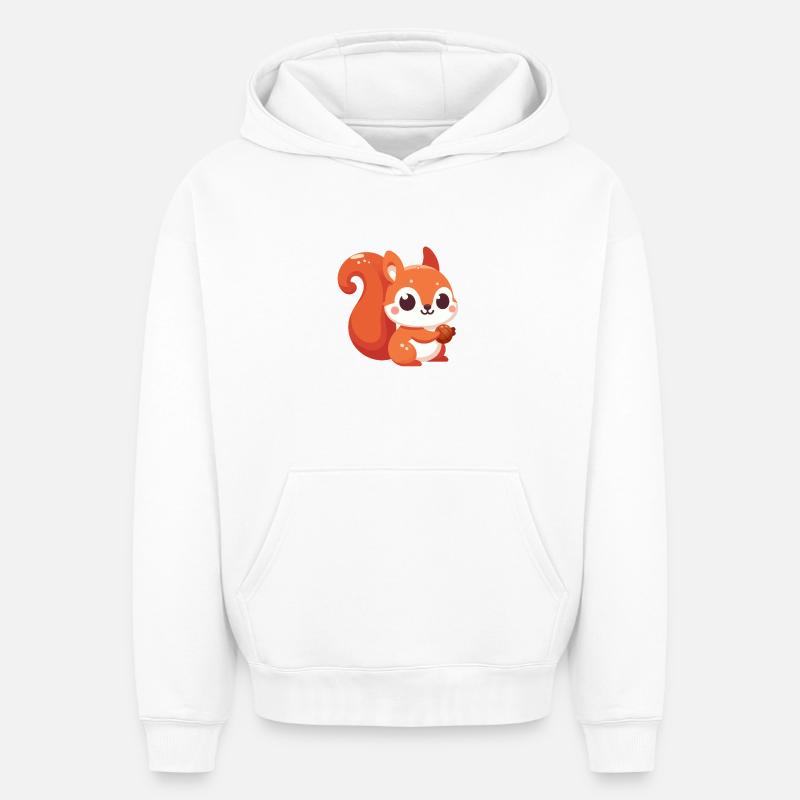 Chibi Ecureuil Kawaii - Sweat à capuche unisexe oversize épais SPREAD - blanc
