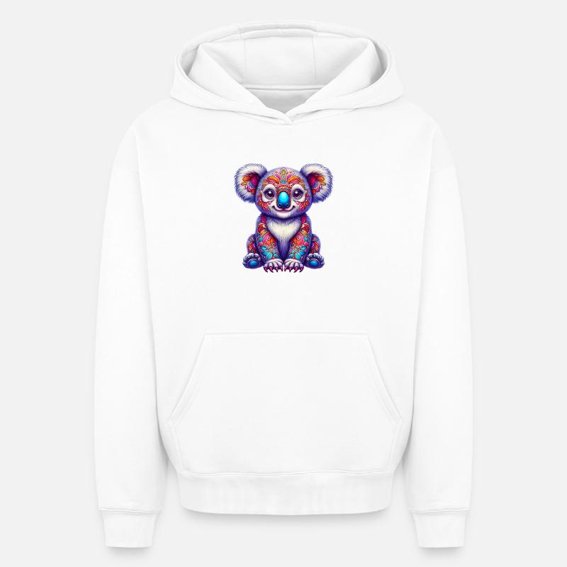 Koala - Sweat à capuche unisexe oversize épais SPREAD - blanc