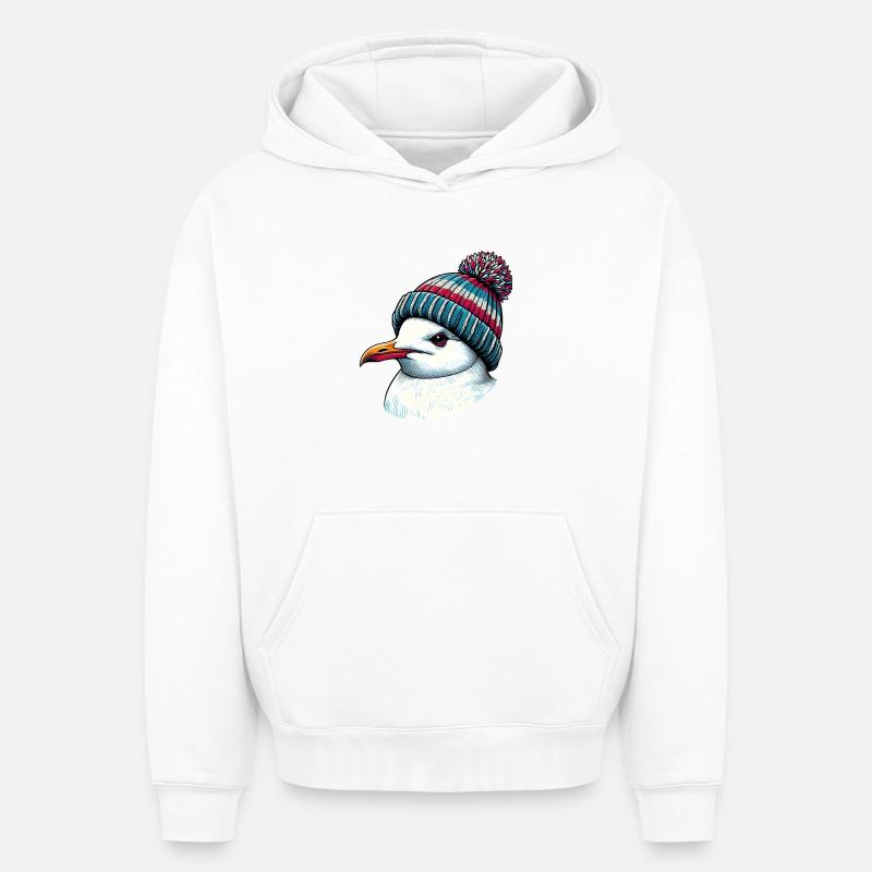 Mouette - Sweat à capuche unisexe oversize épais SPREAD - blanc
