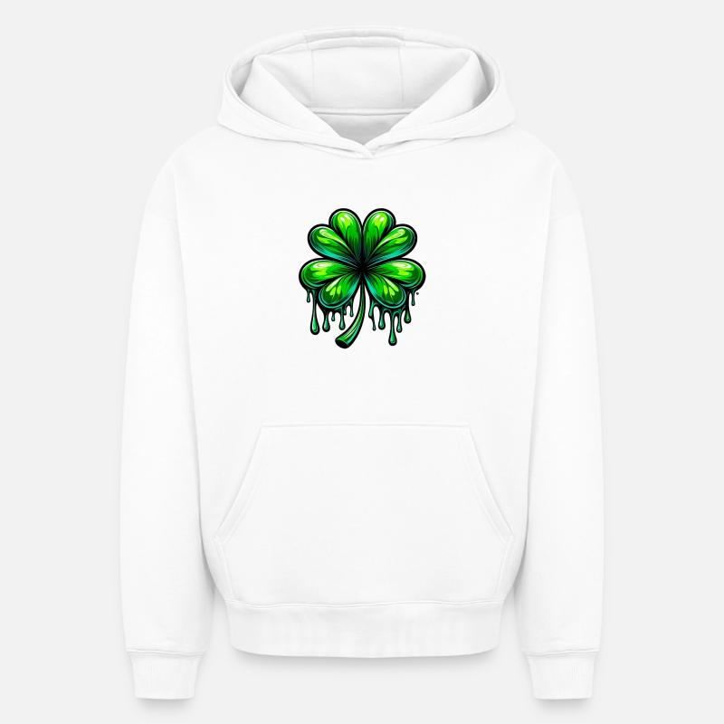 Trèfle à quatre feuilles - Sweat à capuche unisexe oversize épais SPREAD - blanc
