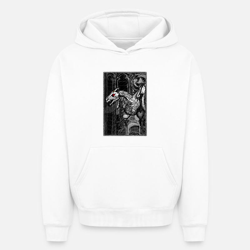 Gargouille gothique - Sweat à capuche unisexe oversize épais SPREAD - blanc