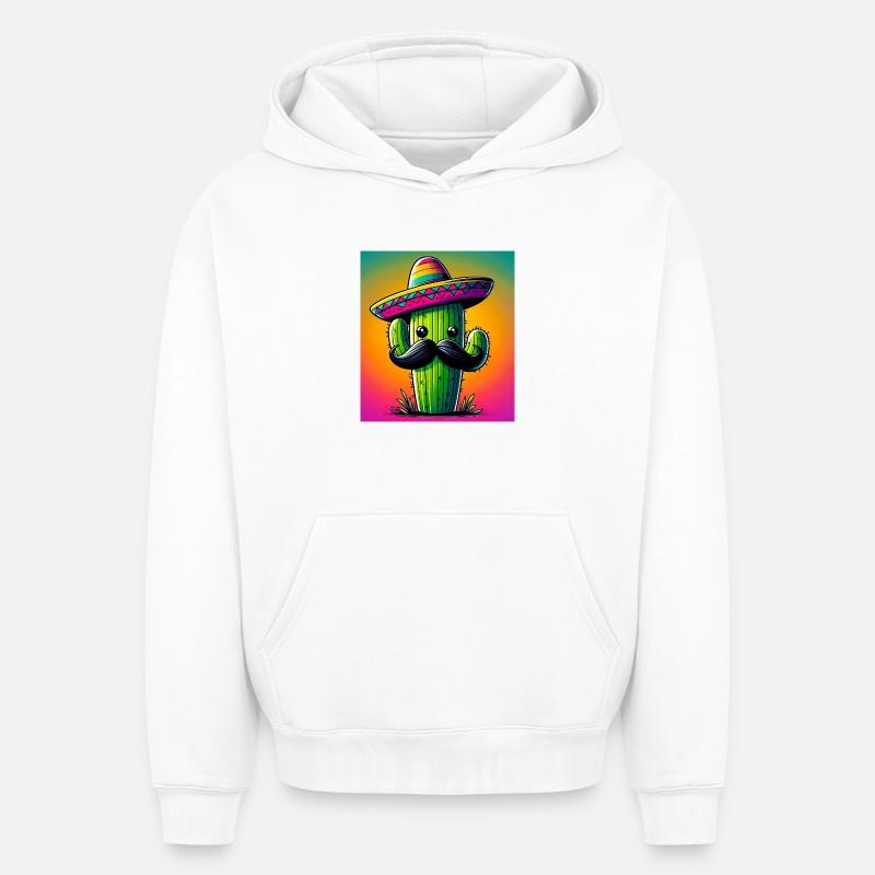 cactus - Sweat à capuche unisexe oversize épais SPREAD - blanc