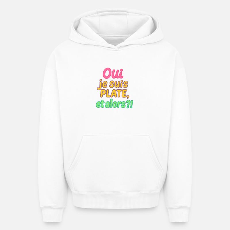 je_suis_plate - Sweat à capuche unisexe oversize épais SPREAD - blanc