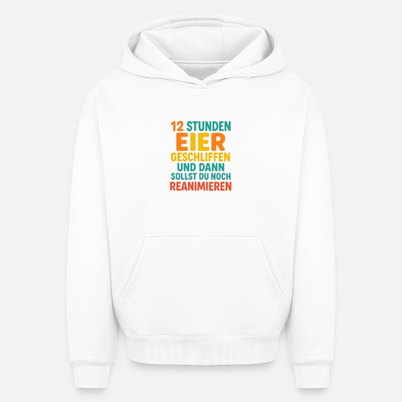 12 heures de service - Sweat à capuche unisexe oversize épais SPREAD - blanc