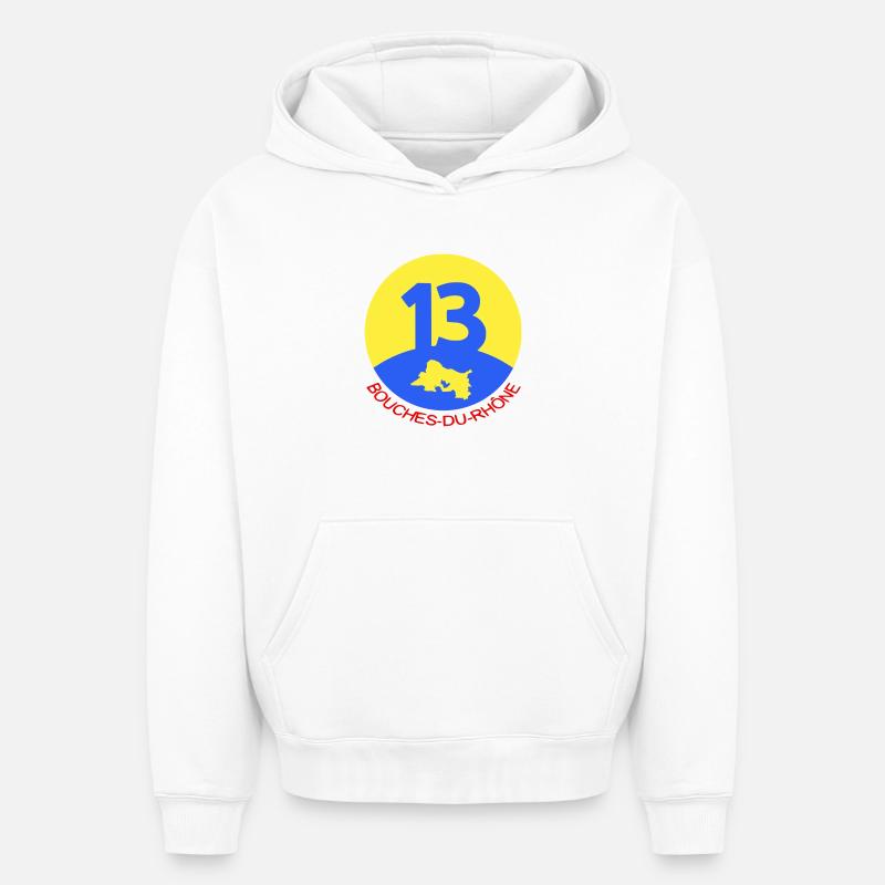  13 Bouches-du-Rhône  - Sweat à capuche unisexe oversize épais SPREAD - blanc