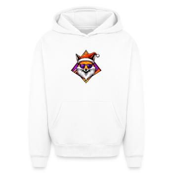 Fuchs Santa Swag - Oversized Heavyweight Unisex Hoodie - Weiß - Vorne - AI Model Female 172 dark (172cm) & AI Model Male 185 light (185cm)