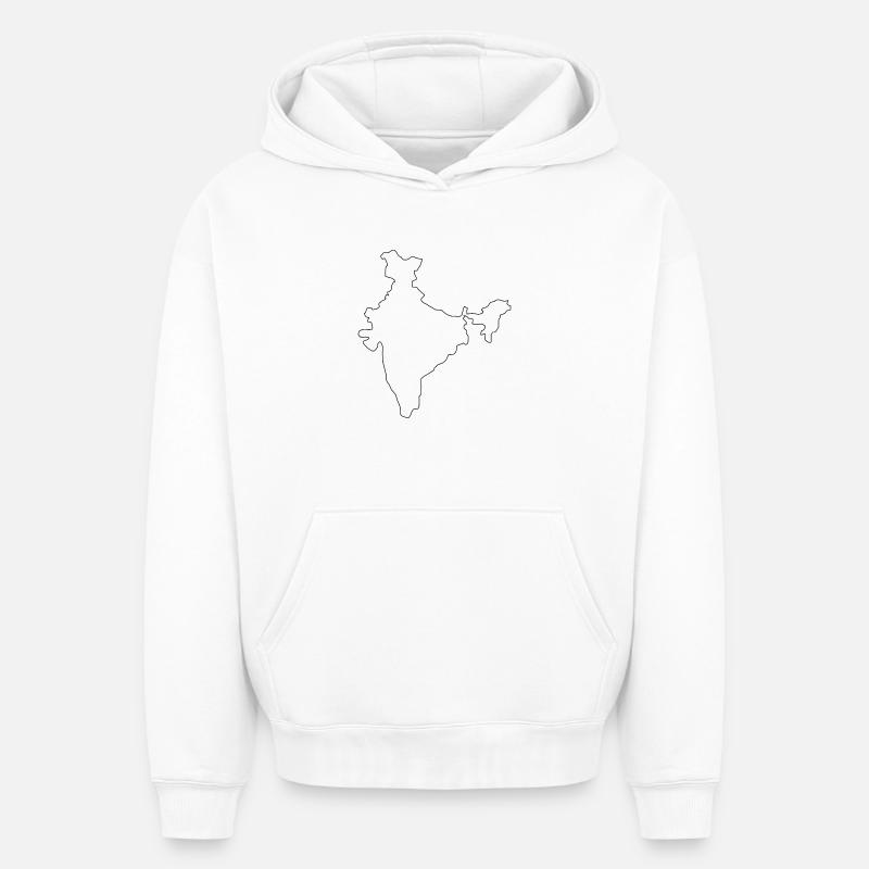 Carte de l’Inde - Sweat à capuche unisexe oversize épais SPREAD - blanc