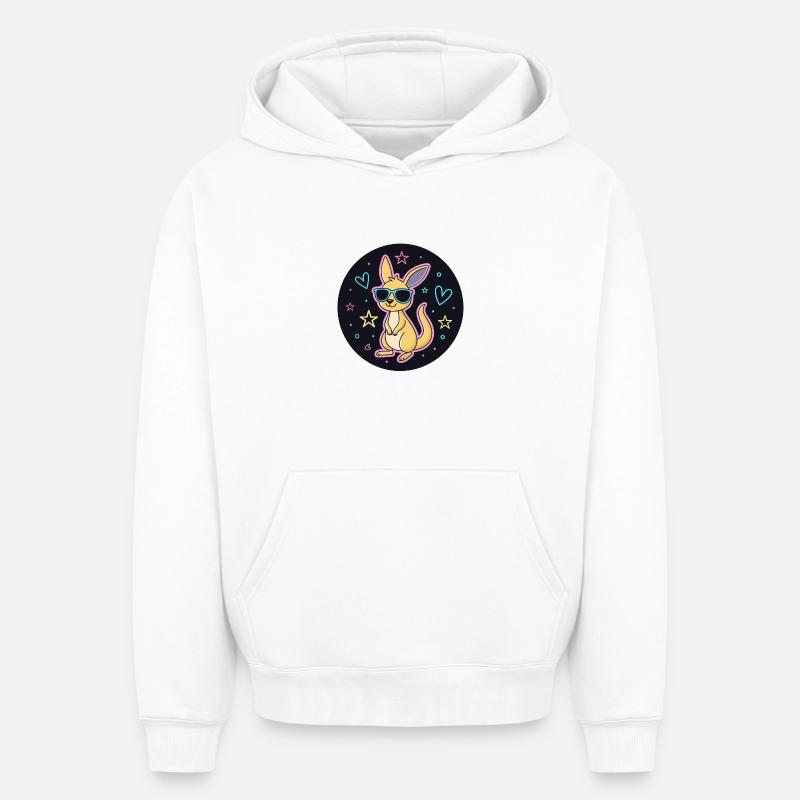 Kangourou néon lunettes - Sweat à capuche unisexe oversize épais SPREAD - blanc