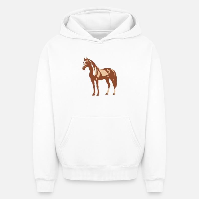 Conception de chevaux - Sweat à capuche unisexe oversize épais SPREAD - blanc