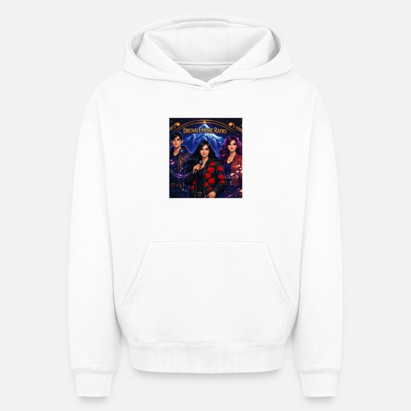 Radio Banner Tee - Sweat à capuche unisexe oversize épais SPREAD - blanc