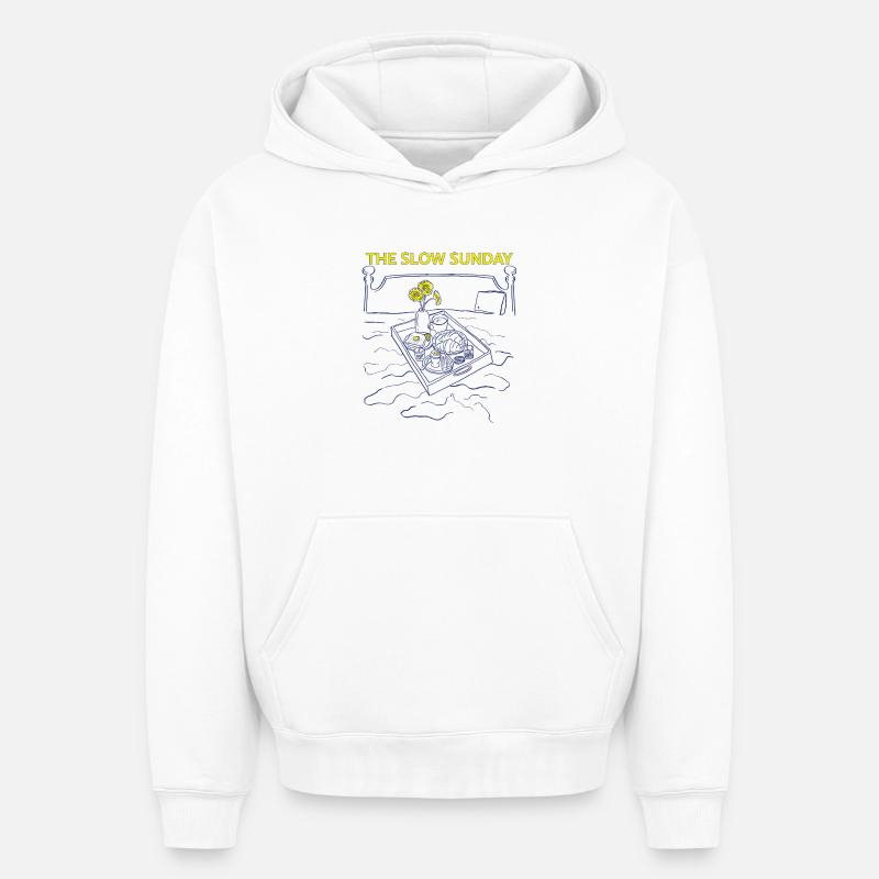 Le Dimanche Lent - Sweat à capuche unisexe oversize épais SPREAD - blanc