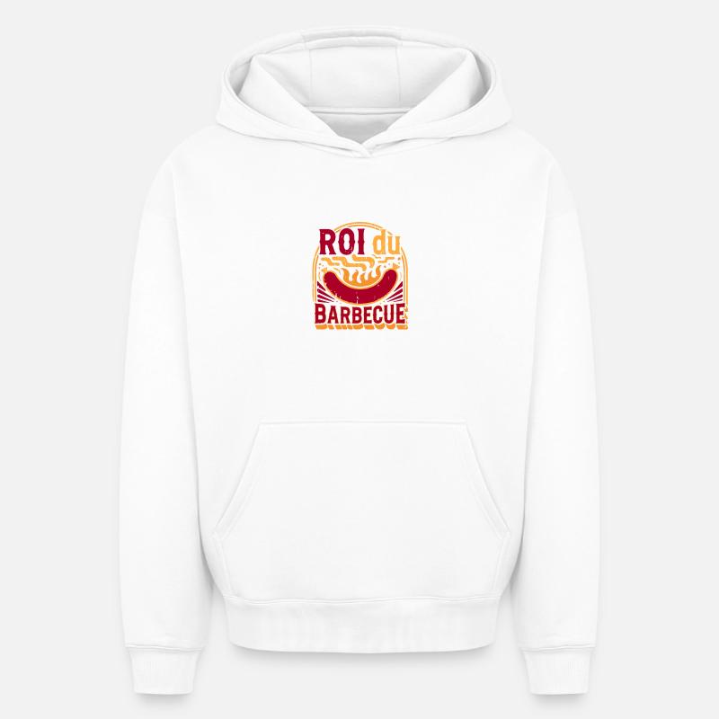 Roi du Barbecue - Sweat à capuche unisexe oversize épais SPREAD - blanc