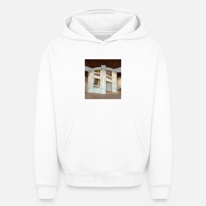Escalier à double révolution - Sweat à capuche unisexe oversize épais SPREAD - blanc