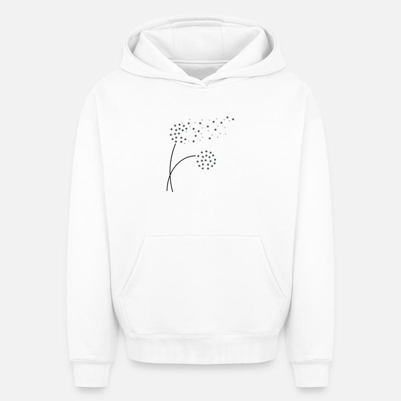 pissenlit - Sweat à capuche unisexe oversize épais SPREAD - blanc