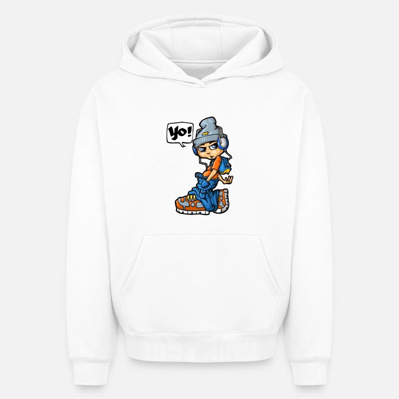 Yo - Sweat à capuche unisexe oversize épais SPREAD - blanc