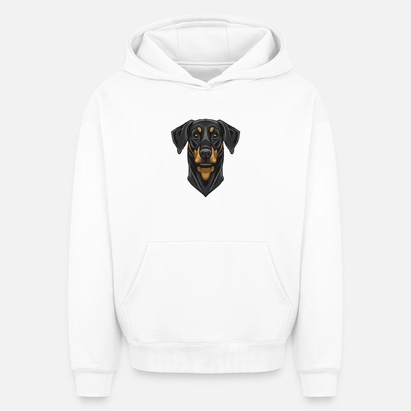 Dobermann - Sweat à capuche unisexe oversize épais SPREAD - blanc