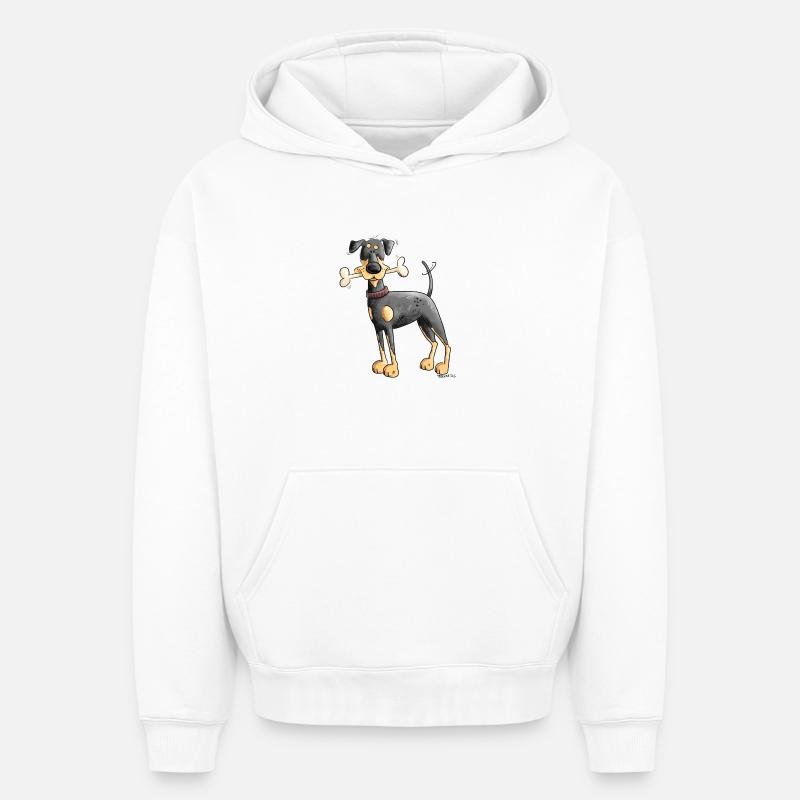 Dobermann Oder Pinscher mit Knochen - Oversized Heavyweight Unisex Hoodie - Weiß
