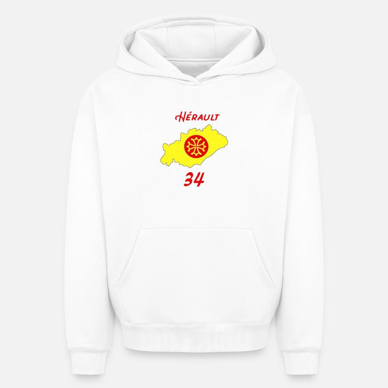Hérault - Sweat à capuche unisexe oversize épais SPREAD - blanc