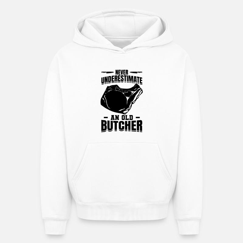 Papy boucher - Sweat à capuche unisexe oversize épais SPREAD - blanc