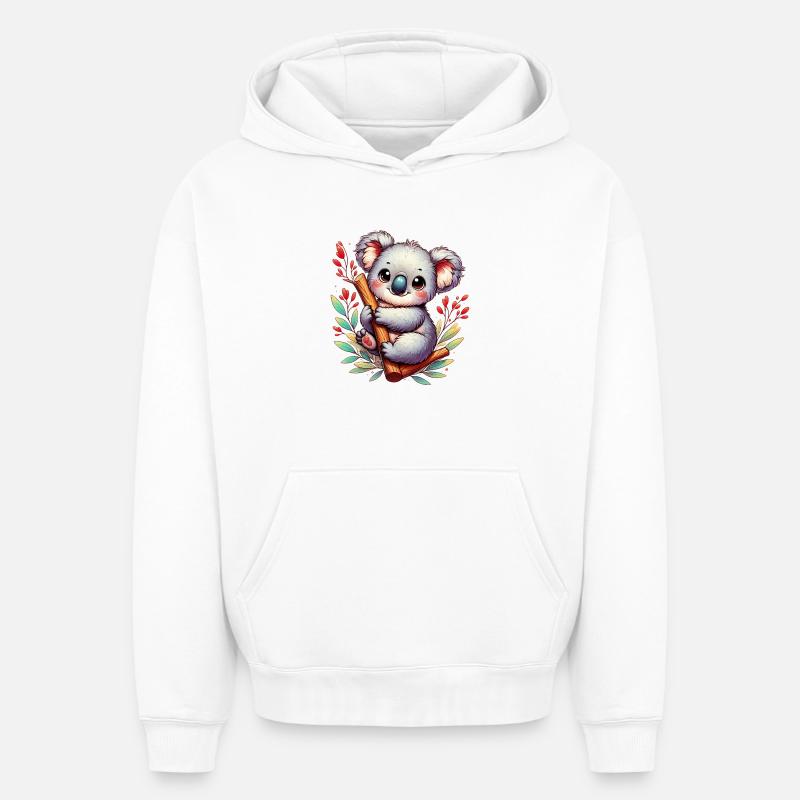 Koala - Sweat à capuche unisexe oversize épais SPREAD - blanc