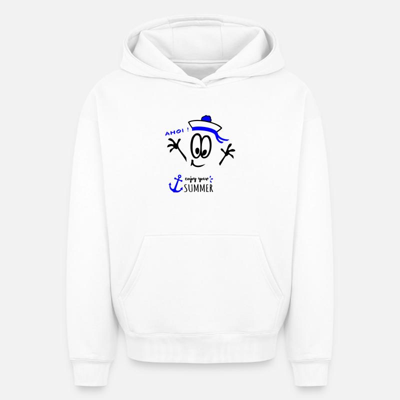 Marin Ahoy - Sweat à capuche unisexe oversize épais SPREAD - blanc