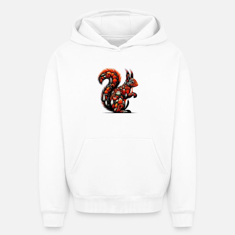 Écureuil - Sweat à capuche unisexe oversize épais SPREAD - blanc