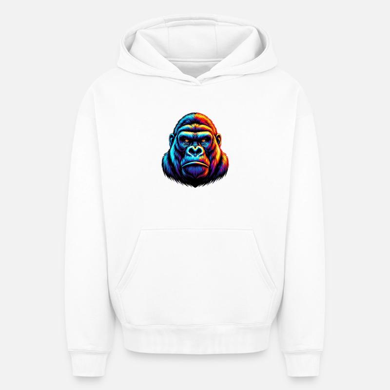 Gorille - Sweat à capuche unisexe oversize épais SPREAD - blanc