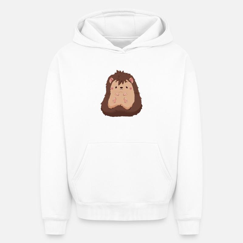 Hérisson - Sweat à capuche unisexe oversize épais SPREAD - blanc