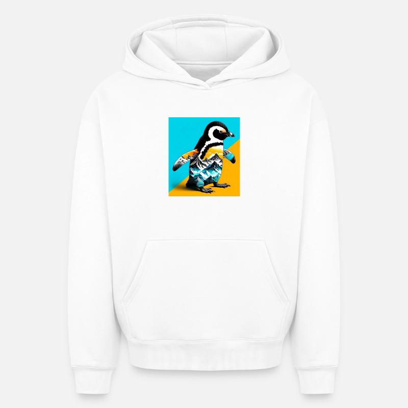 pingouin - Sweat à capuche unisexe oversize épais SPREAD - blanc