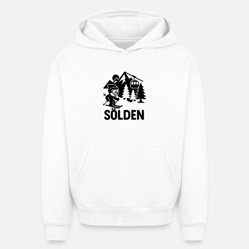 Sölden Ski - Sweat à capuche unisexe oversize épais SPREAD - blanc