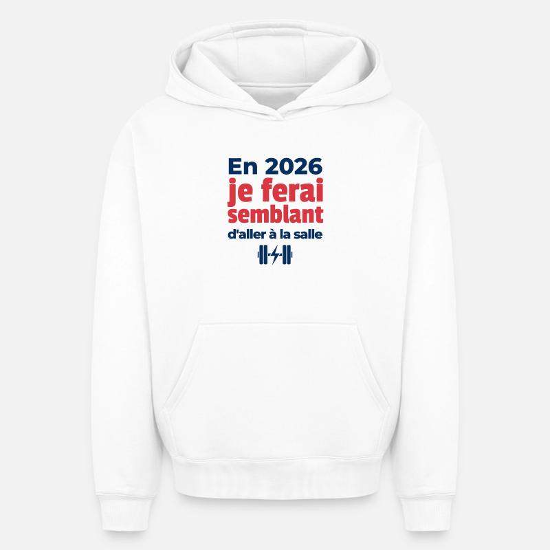 Résolution de fin d'année - Sweat à capuche unisexe oversize épais SPREAD - blanc