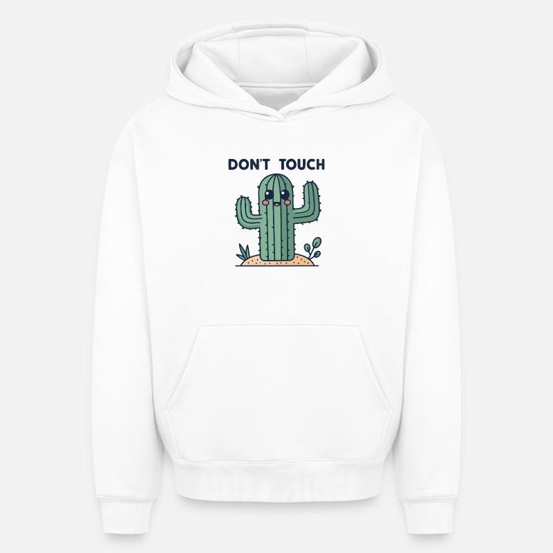 Cactus mignon: interdiction toucher - Sweat à capuche unisexe oversize épais SPREAD - blanc