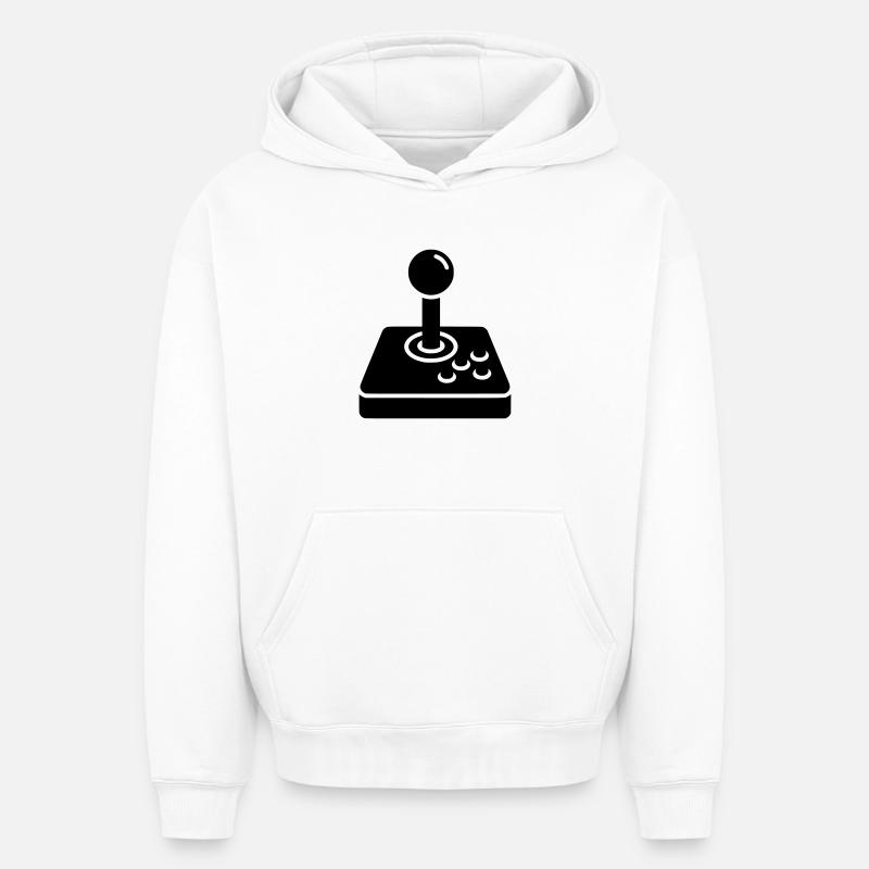 Icône d’arcade rétro joystick - Sweat à capuche unisexe oversize épais SPREAD - blanc
