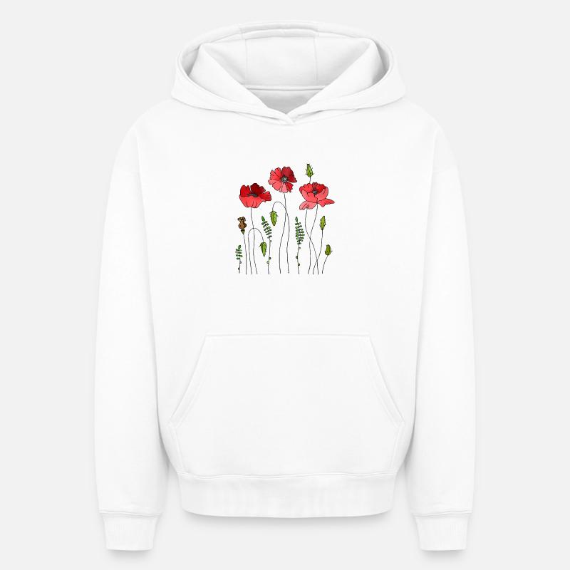 Fleur - Sweat à capuche unisexe oversize épais SPREAD - blanc